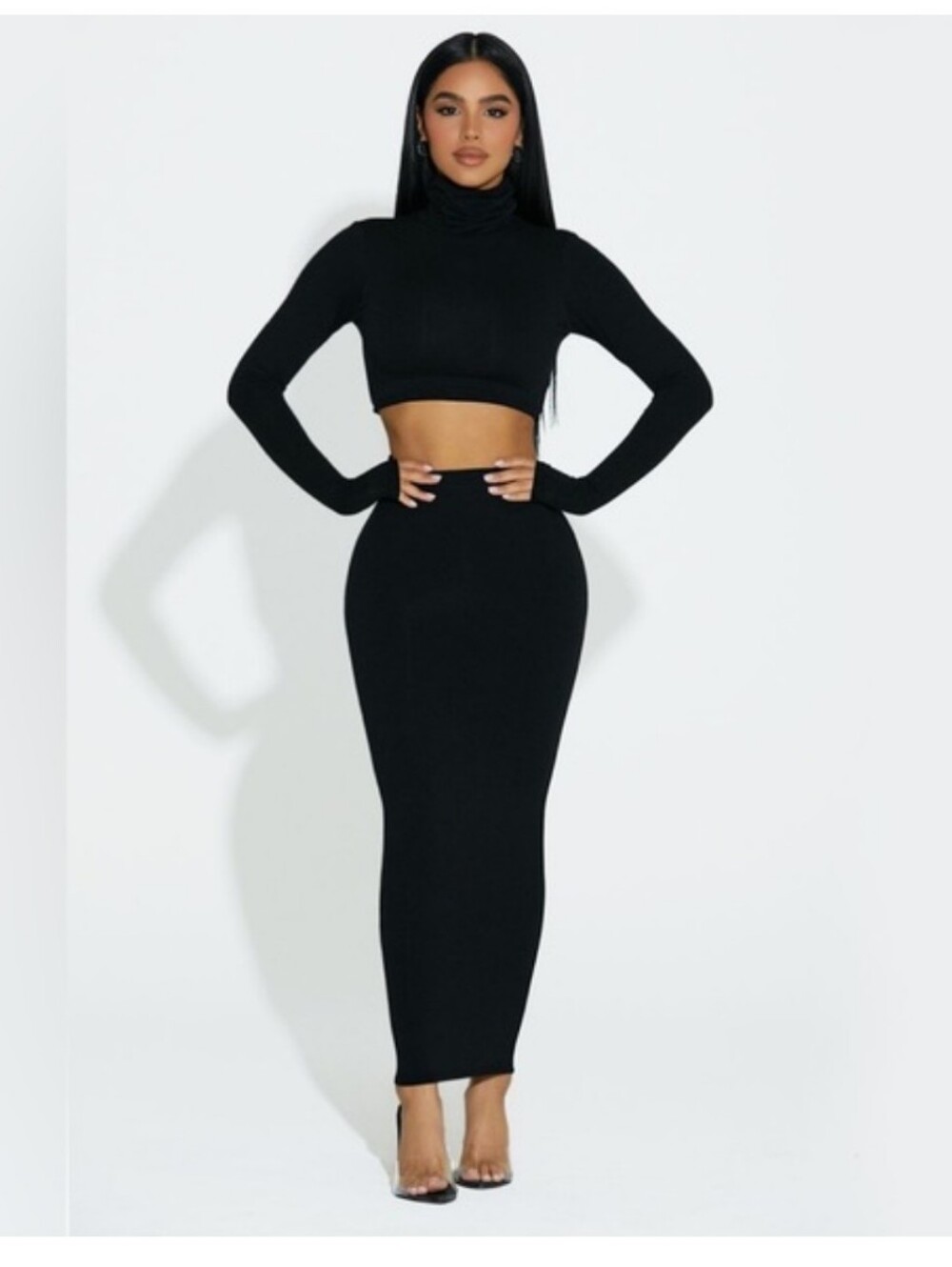 Naked Wardrobe NEW Black Body-contouring Slinky Lined Maxi Pencil Skirt 3x